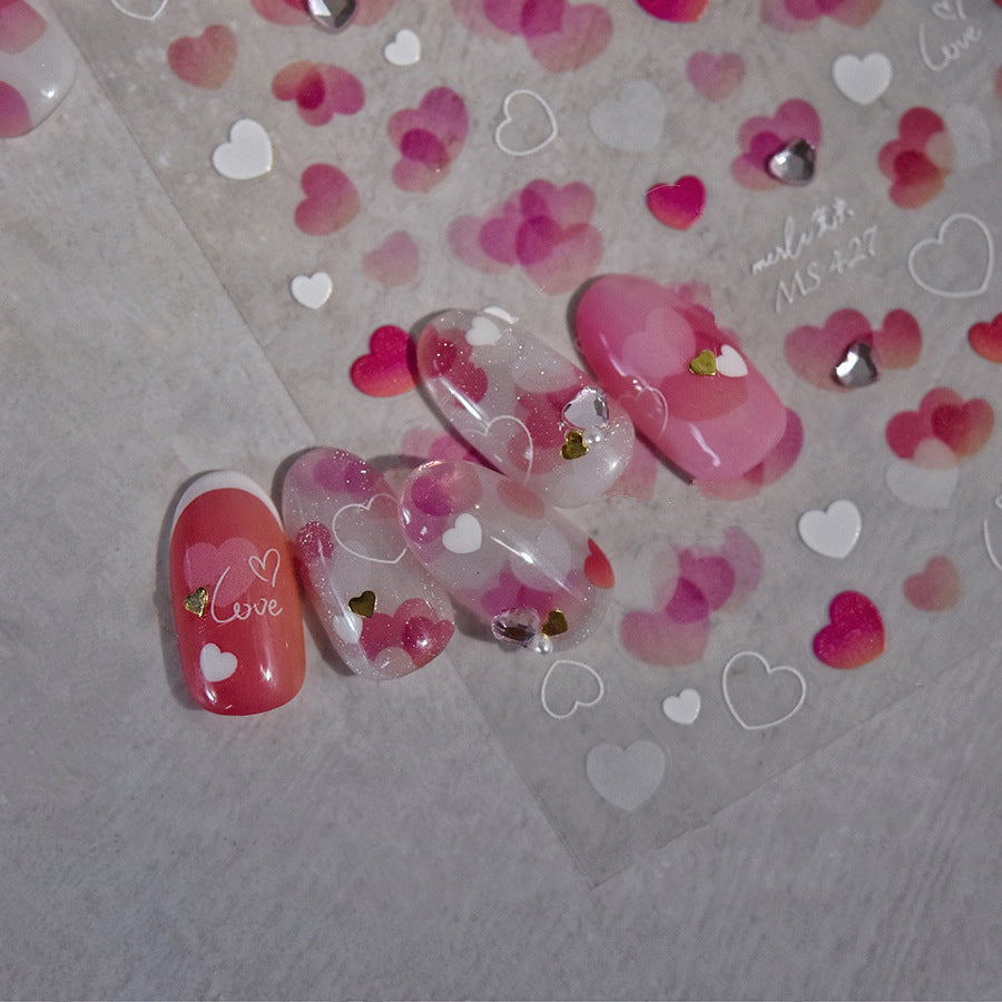 Love Heart Nail Art Stickers Valentine's Day Adhesive Sticker Decals MS427