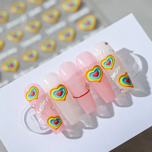 Love Hearts Nail Art Stickers Adhesive Embossed Heart Sticker Decals TS1544