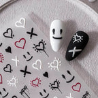 Love Nail Art Stickers Adhesive Sliders Graffiti Ghost Face Embossed Sticker Decals TS2305