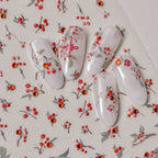 Love Red Bean Nail Art Stickers Adhesive Embossed Sticker Decals with Rhinestones TA285