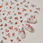 Love Red Bean Nail Art Stickers Adhesive Embossed Sticker Decals with Rhinestones TA285