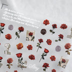 Love Rose Nail Art Stickers Adhesive Sliders Valentine's Day Flower Sticker Decals TS3124