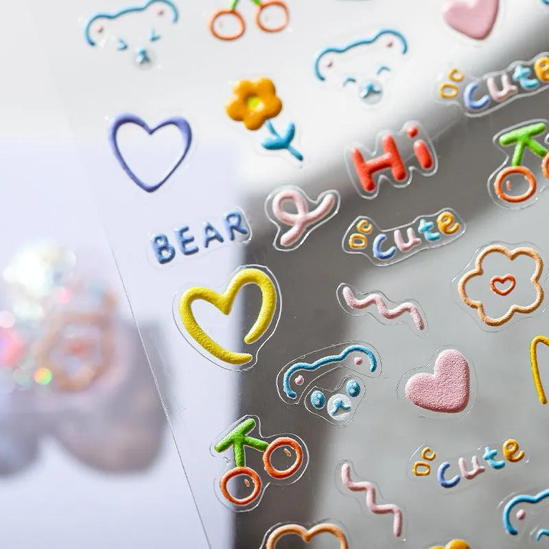 Lovely Graffiti Nail Art Stickers Heart Stars Flowers Design Adhesive Sticker Decals MN071