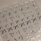 Luxury 3D Bow Nail Art Stickers - Gold & Silver Metal Decals for DIY Manicure