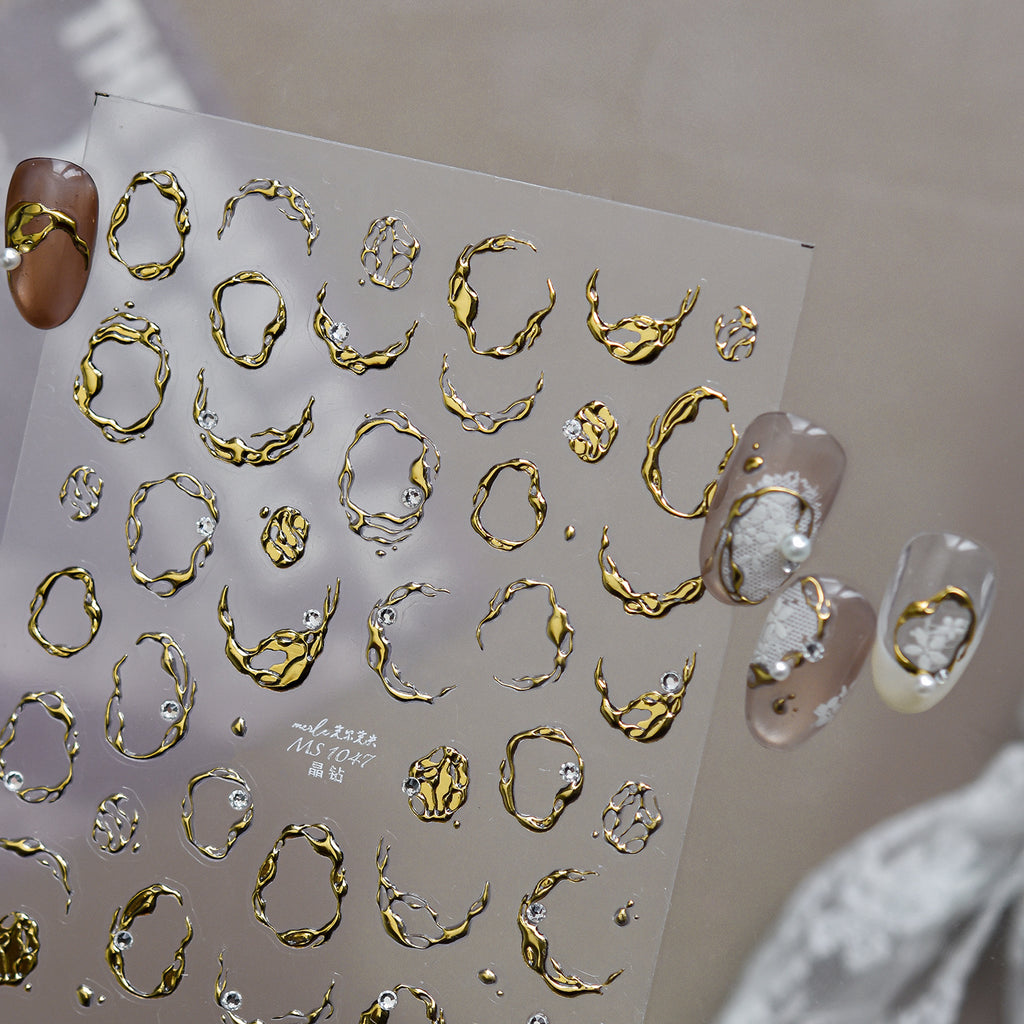 Luxury 3D Metallic Vine & Flower Nail Stickers 1047