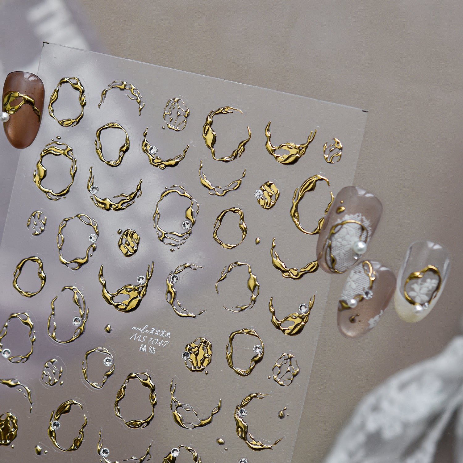 Luxury 3D Metallic Vine & Flower Nail Stickers 1047