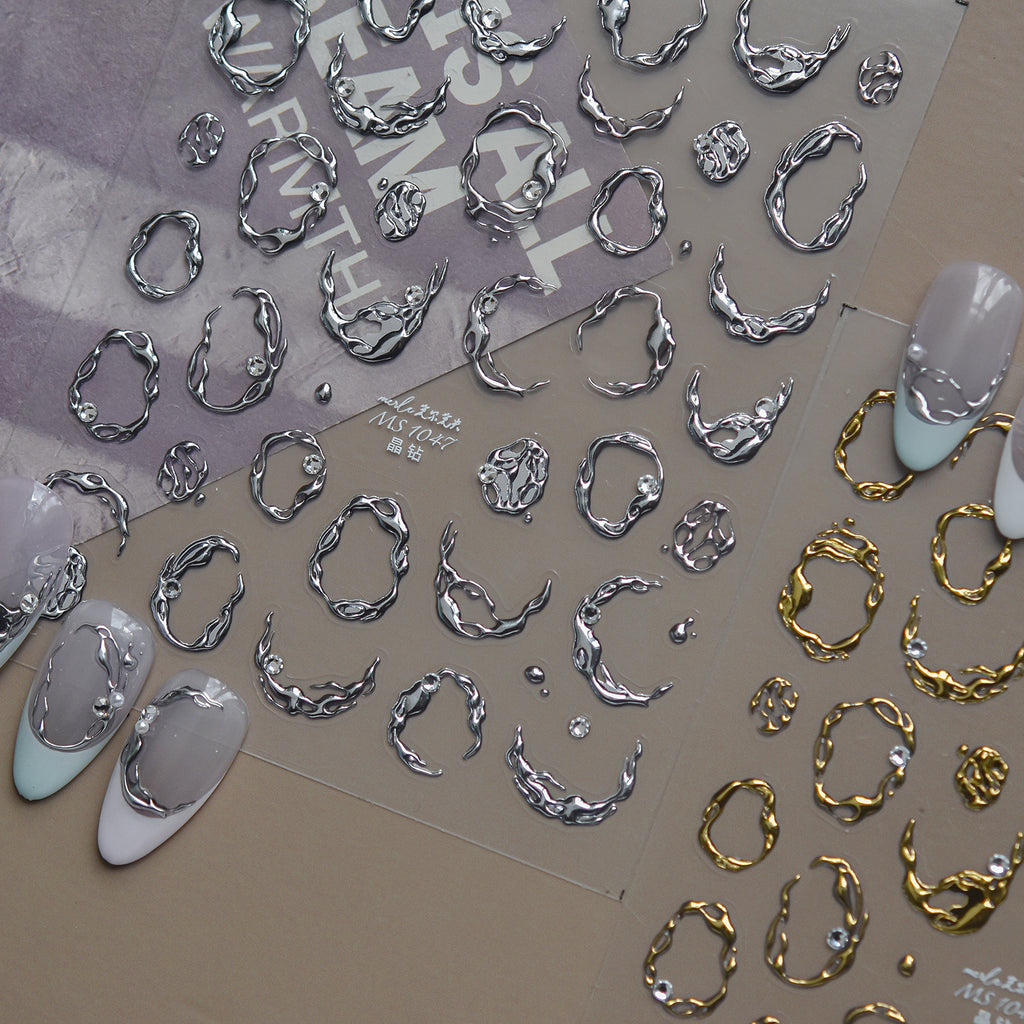 Luxury 3D Metallic Vine & Flower Nail Stickers 1047