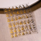 Gold Flame Nail Art Stickers Adhesive Slider Metal Colors Sticker Decals Gold Silver Fire M002 gold