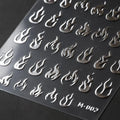 Gold Flame Nail Art Stickers Adhesive Slider Metal Colors Sticker Decals Gold Silver Fire M002 silver