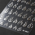 Gold Flame Nail Art Stickers Adhesive Slider Metal Colors Sticker Decals Gold Silver Fire M002 silver