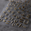 Metal Colors Nail Art Stickers Gold Silver Alphanumeric Symbol 3D Adhesive Sticker Decals M006