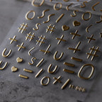 Metal Colors Nail Art Stickers Gold Silver Alphanumeric Symbol 3D Adhesive Sticker Decals M006