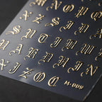 Laser Gothic Initials Nail Art Stickers Adhesive Slider Metal Letters Sticker Decals M009 Gold