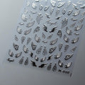 Silver Wing Nail Art Stickers Adhesive Sliders Embossed Metal Wings Sticker Decals M010