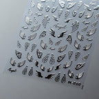 Silver Wing Nail Art Stickers Adhesive Sliders Embossed Metal Wings Sticker Decals M010