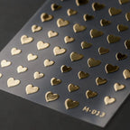 Gold Silver Heart Nail Art Stickers Metal Effect Love Heart Shape Adhesive Sticker Decals M013 gold