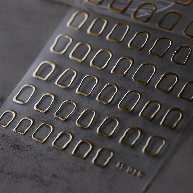 Metal Effect Nail Art Stickers Adhesive Slider Gold Silver Grid Sticker Decals M016 gold