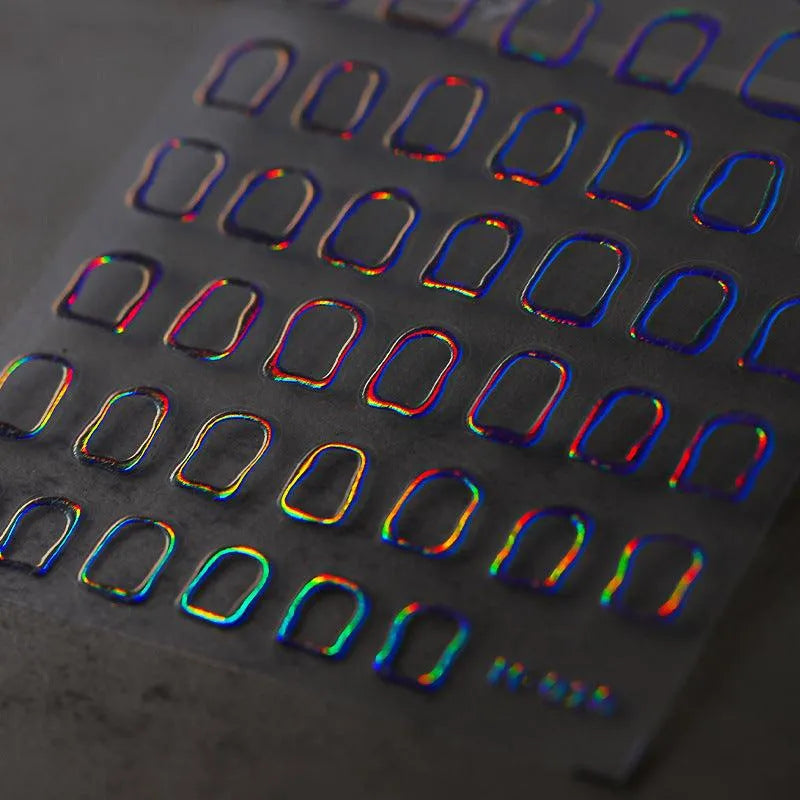 Metal Effect Nail Art Stickers Adhesive Slider Gold Silver Grid Sticker Decals M016 laser