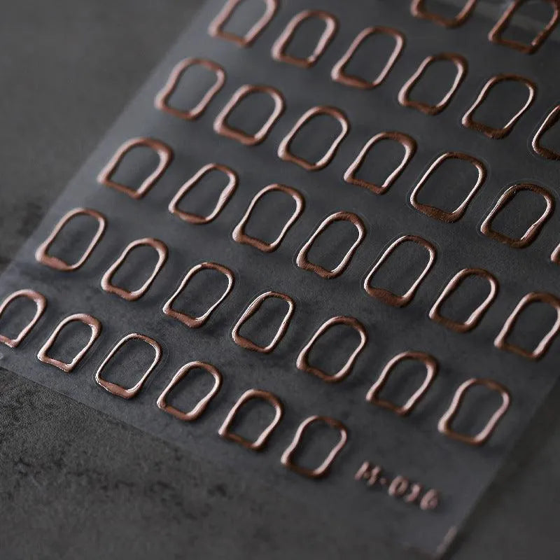 Metal Effect Nail Art Stickers Adhesive Slider Gold Silver Grid Sticker Decals M016 rose gold