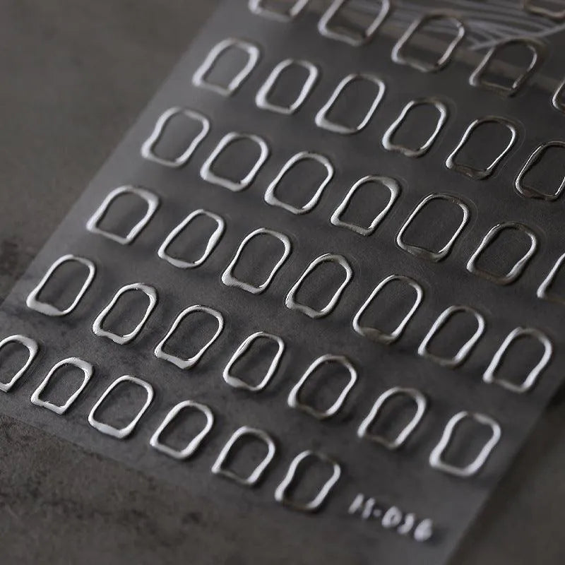 Metal Effect Nail Art Stickers Adhesive Slider Gold Silver Grid Sticker Decals M016 silver