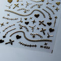 Metal Chain Nail Art Stickers Adhesive Slider Gold Silver Shackle Sticker Decals M022 Gold