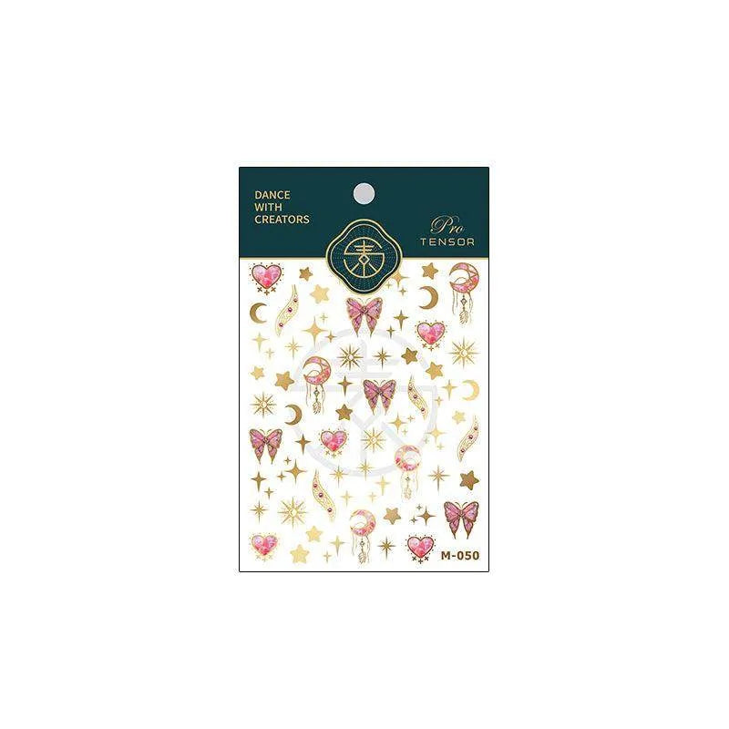 Gold Star Moon Nail Art Stickers Adhesive Slider Butterfly Embossed Sticker Decals M050 gold