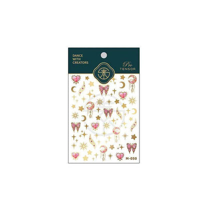 Gold Star Moon Nail Art Stickers Adhesive Slider Butterfly Embossed Sticker Decals M050 gold