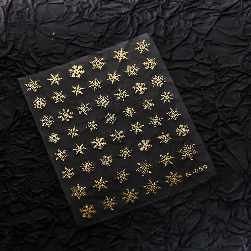 Snowflake Nail Art Stickers Adhesive Slider Metal Colors Snowflake Sticker Decals M059 Gold