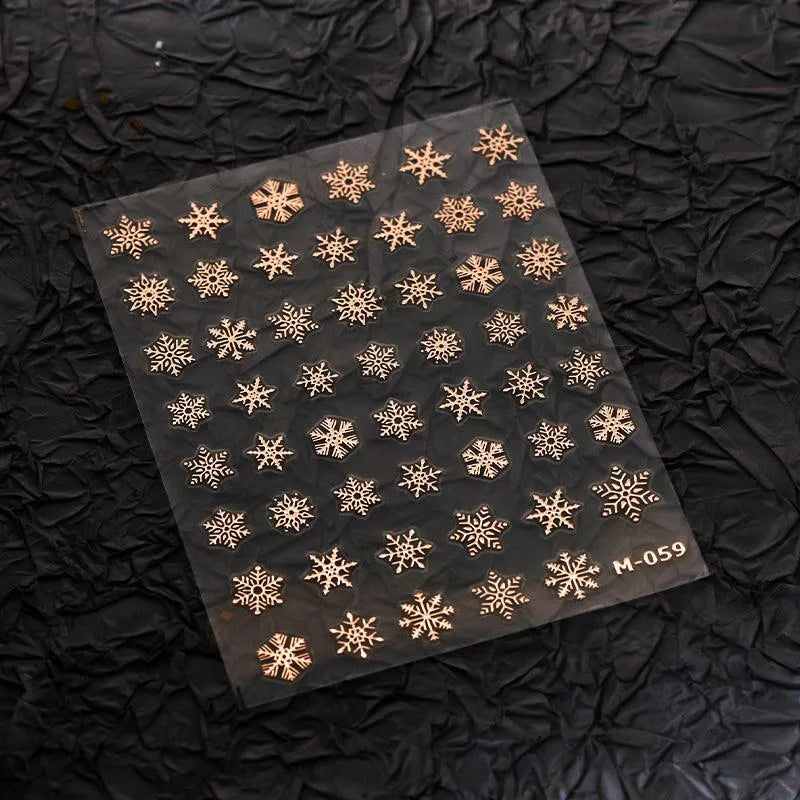 Snowflake Nail Art Stickers Adhesive Slider Metal Colors Snowflake Sticker Decals M059 Rose gold