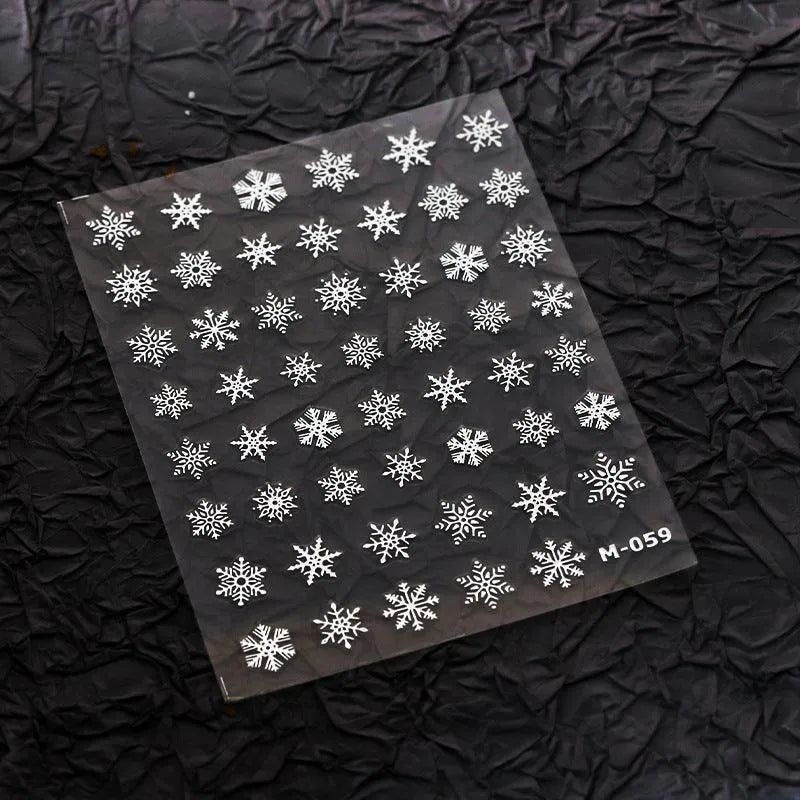 Snowflake Nail Art Stickers Adhesive Slider Metal Colors Snowflake Sticker Decals M059 Silver