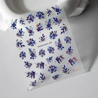 Nail Art Stickers Adhesive Slider Laser Blue Leaf Sticker Decals M061