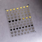 Metal Color Love Nail Art Stickers Gold Silver Heart Shape 3D Adhesive Sticker Decals M069 gold