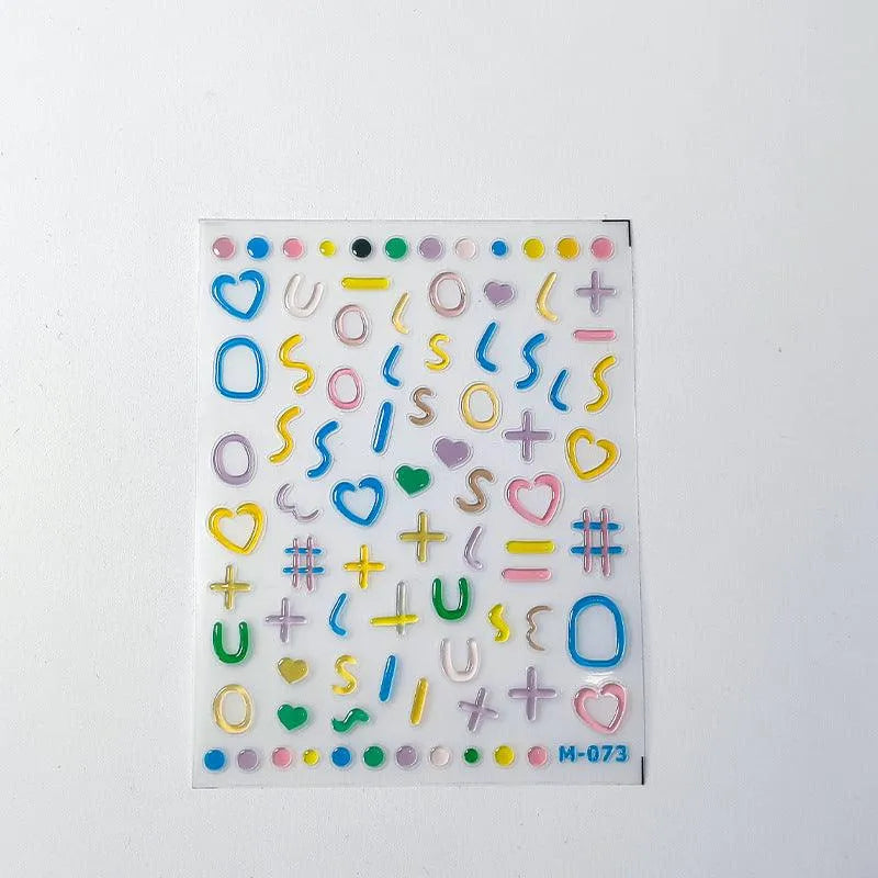 Candy Colors Love Heart Nail Art Stickers Adhesive Jelly Stars Hearts Flower Sticker Decals M073