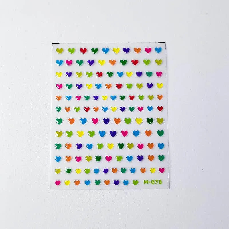 Candy Colors Love Heart Nail Art Stickers Adhesive Jelly Stars Hearts Flower Sticker Decals M076
