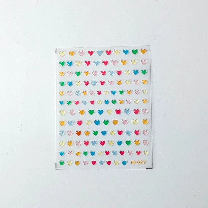 Candy Colors Love Heart Nail Art Stickers Adhesive Jelly Stars Hearts Flower Sticker Decals M077