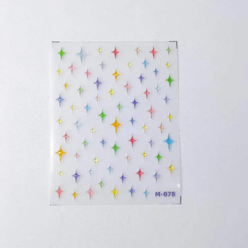 Candy Colors Love Heart Nail Art Stickers Adhesive Jelly Stars Hearts Flower Sticker Decals M078