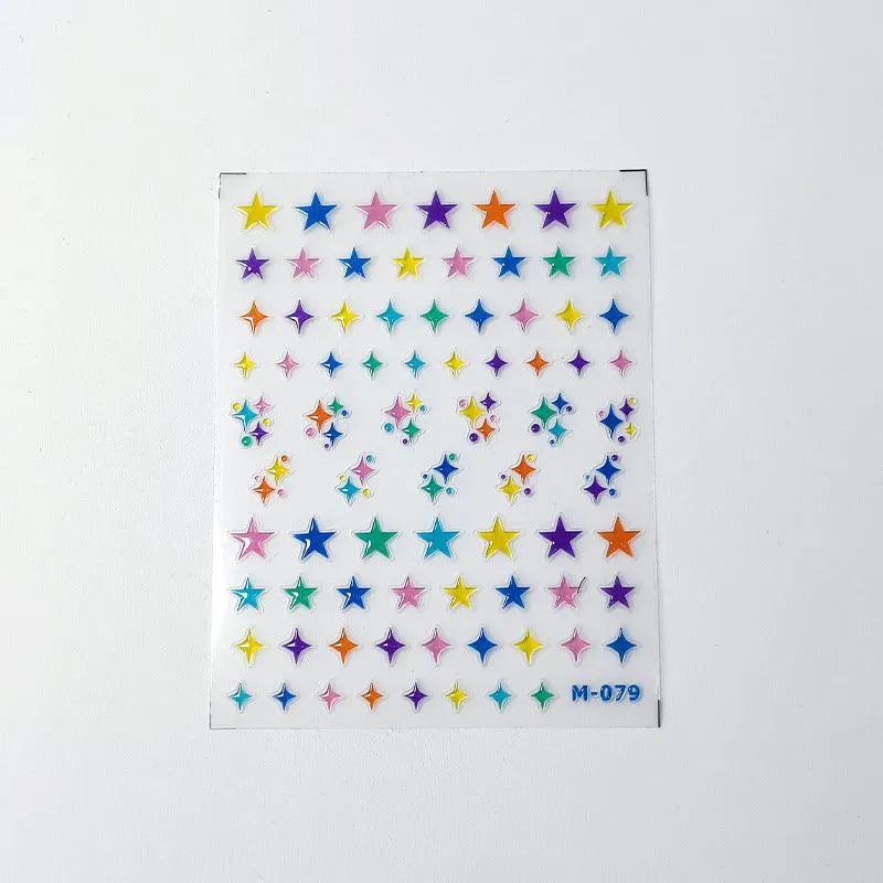 Candy Colors Love Heart Nail Art Stickers Adhesive Jelly Stars Hearts Flower Sticker Decals M079