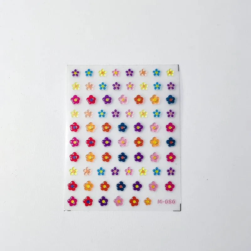Candy Colors Love Heart Nail Art Stickers Adhesive Jelly Stars Hearts Flower Sticker Decals M080
