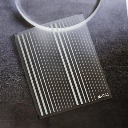 Gold Silver Stripes Nail Art Stickers Metal Color Lines Embossed Adhesive Sticker Decals M081 silver