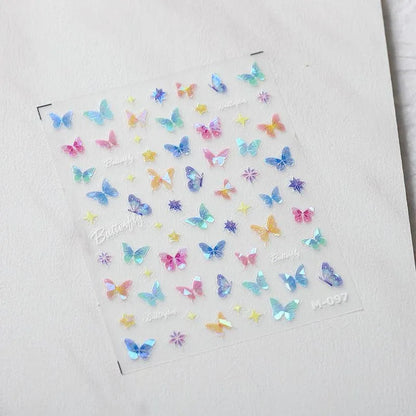 Colorful Butterfly Nail Art Stickers Adhesive Laser Butterfly Sticker Decals M097