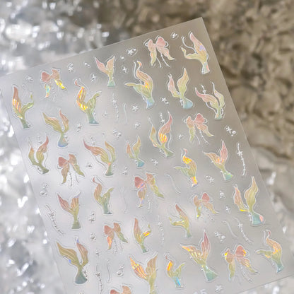 3D Mermaid Tail Nail Stickers – UltraThin Ocean Vibes Nail Art Decals to3093