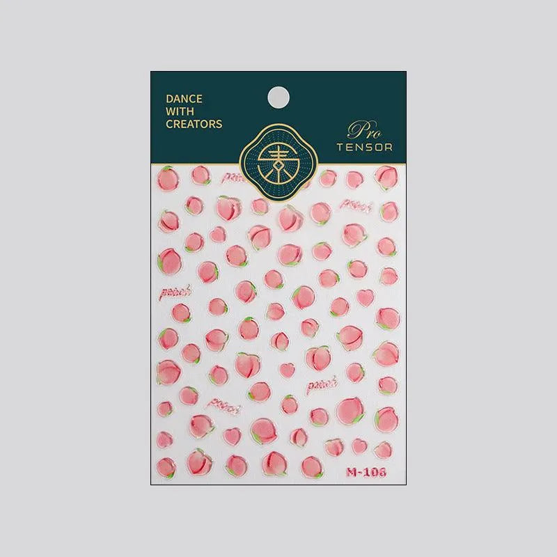 Juicy 5D Embossed Peach Nail Stickers | Cute Summer Fruit Jelly Nail Art Decals M106