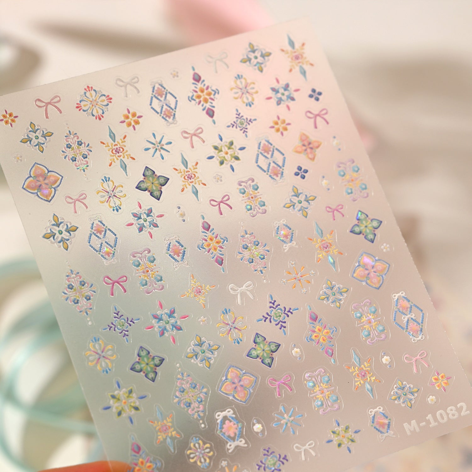 Bohemian 3D Nail Stickers Pastel Floral Decals 1082