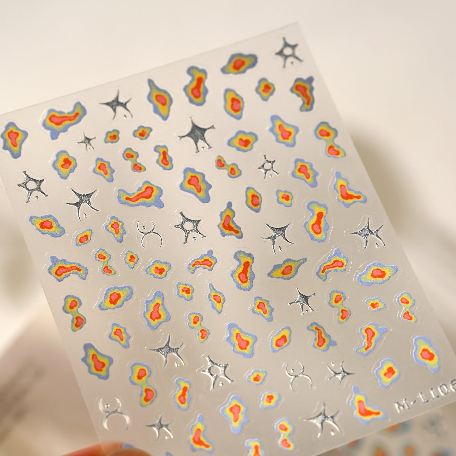 Thermal Imaging Heat Map Nail Stickers Silver Chrome Y2K Decals