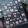 Cute Pink Bow Nail Stickers - Girly Ribbon Nail Art Decals M1174