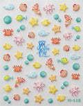 Cartoon Starfish Nail Art Stickers Adhesive Sliders Fish Crab Jellyfish Embossed Sticker Decals M118