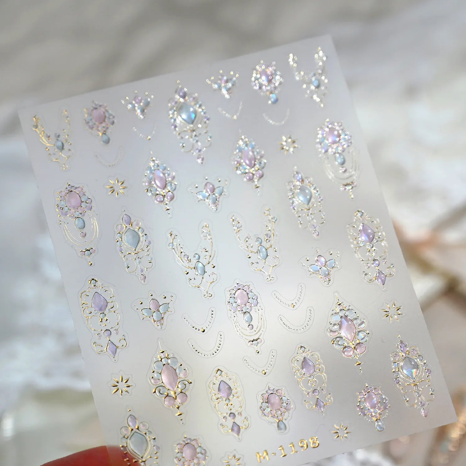 3D Gemstone Nail Stickers - Baroque Jewelry Decals for Luxury Manicure M1198