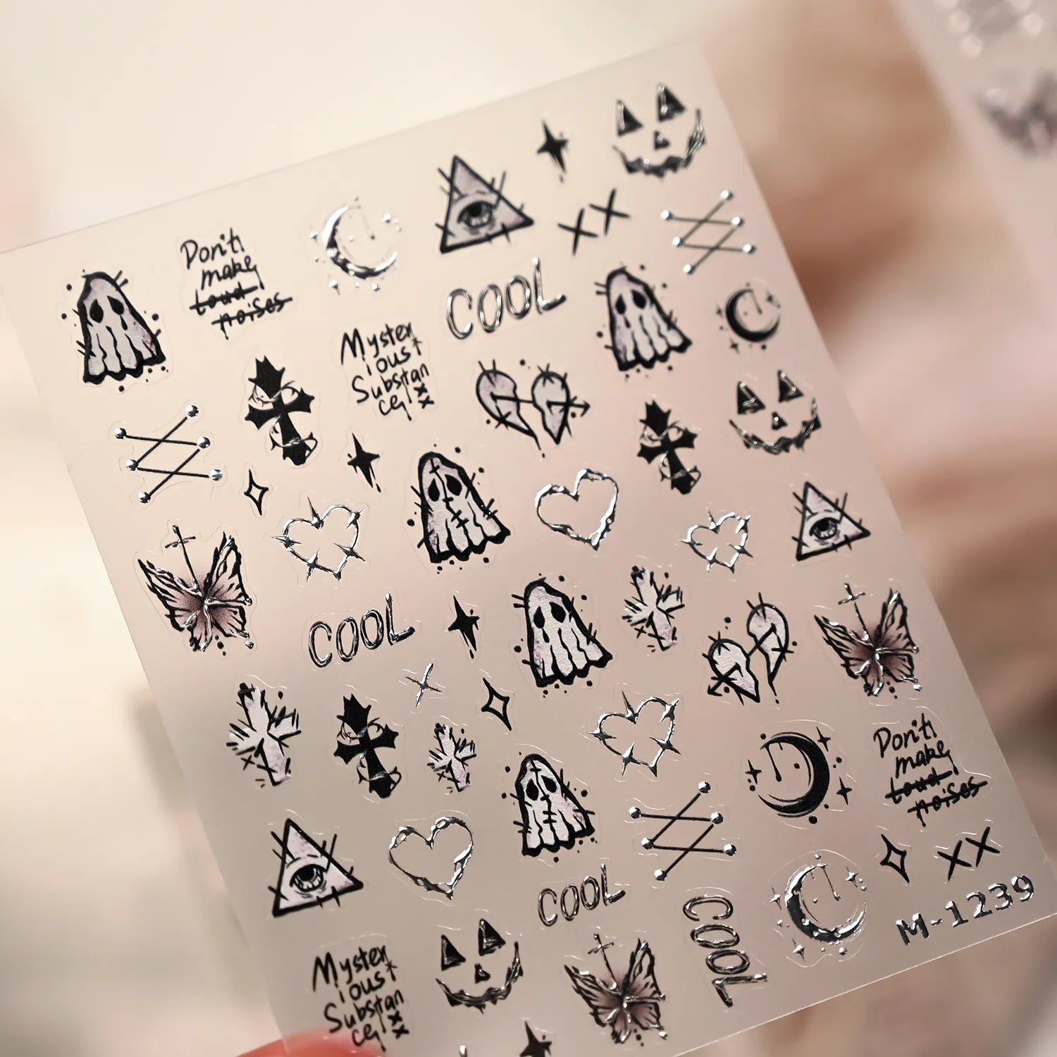 Ghost Skull Halloween Nail Stickers | Cute Spooky Goth Decals M1239