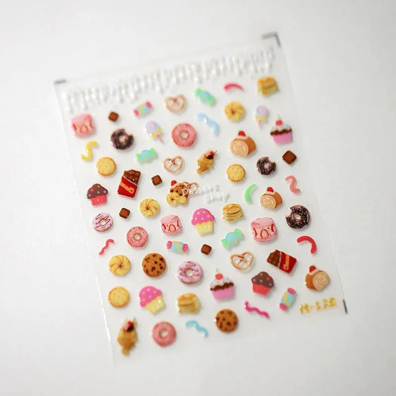 Sweet Nail Art Stickers Donuts Adhesive Sliders Dessert Cupcake Jelly Sticker Decals M128