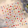 Cute 3D Fruit Nail Art Stickers - Blueberry, Ladybug & Floral Decals 1382